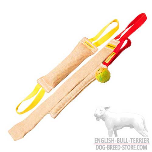 Set of Training Jute English Bull Terrier Bite Tugs with Special Ball Gift