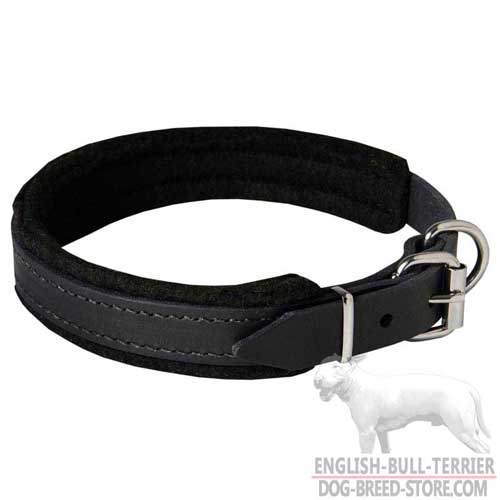 Adjustable Thick Felt Padded Leather Dog Collar for Safe Walking