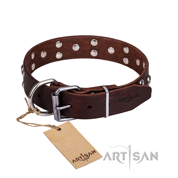 Leather dog collar with smoothed edges for comfy everyday outing