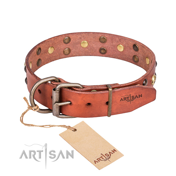 NaturalAwesome leather dog collar for walking