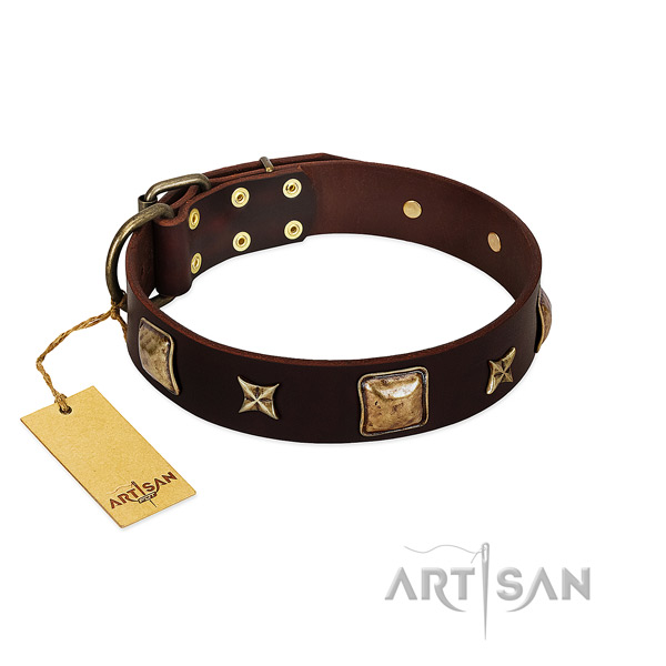 Perfect fit natural genuine leather collar for your dog