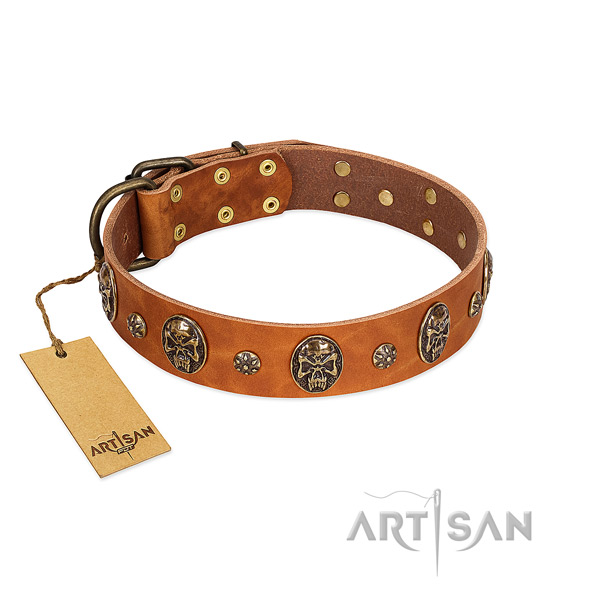 Amazing full grain natural leather collar for your pet