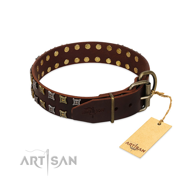 Soft to touch natural leather dog collar crafted for your canine