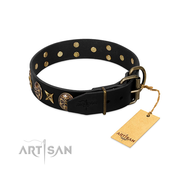 Durable hardware on genuine leather dog collar for your pet