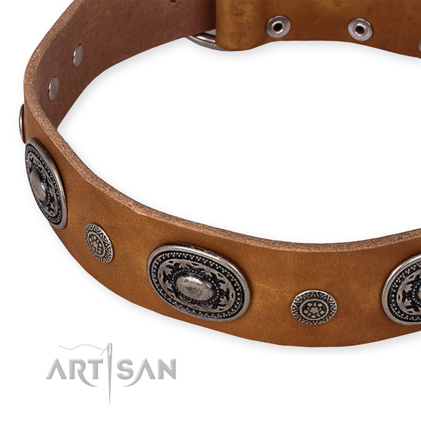 High quality natural genuine leather dog collar created for your attractive canine