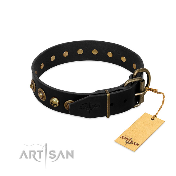 Genuine leather collar with inimitable embellishments for your dog