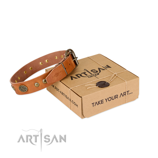 Strong hardware on Genuine leather dog collar for your canine