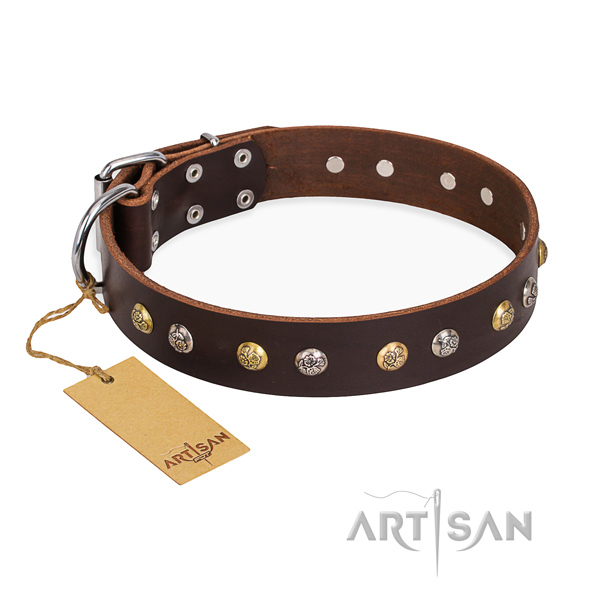 Everyday walking inimitable dog collar with corrosion resistant hardware